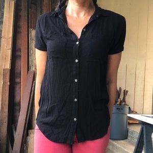 Lucky brand black silver tone button shirt XS